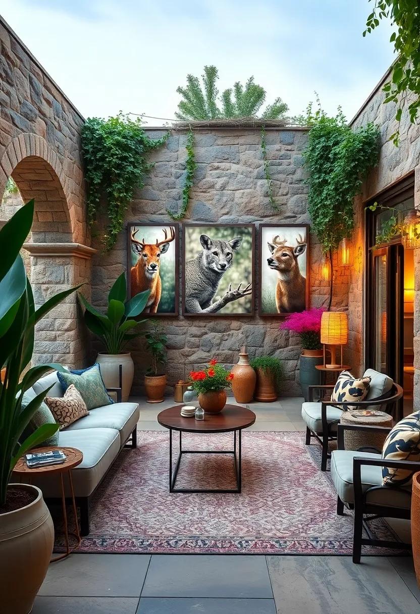 Animal Motifs and Wildlife Portraits Depicted in Lush Detail for a Naturalistic Backyard Ambiance