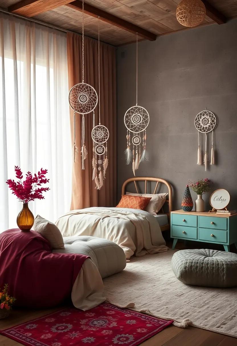 Handmade Dreamcatchers Featuring Soft Lace and Crystals Adding Mystical Charm to the Space