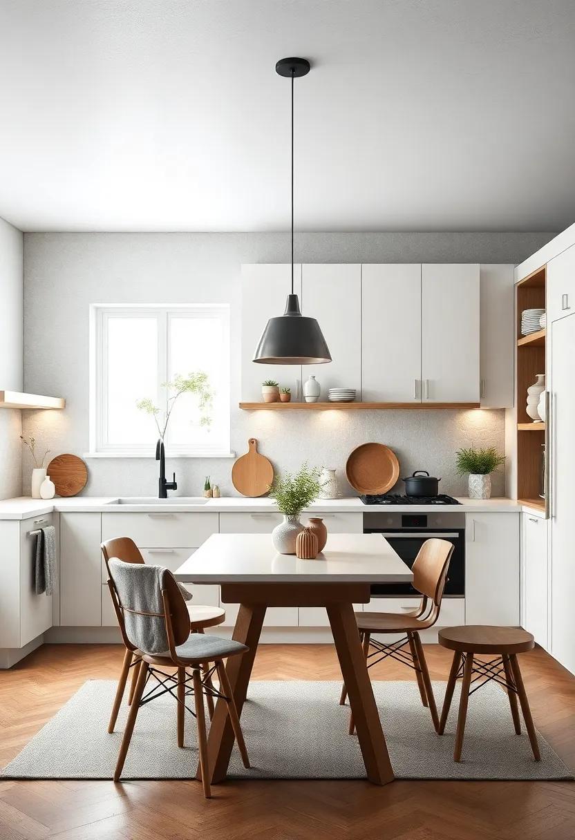 Elevate Your Culinary Haven With Crisp White Cabinets and Natural Wood Accents Illuminated by Soft Nordic Lighting