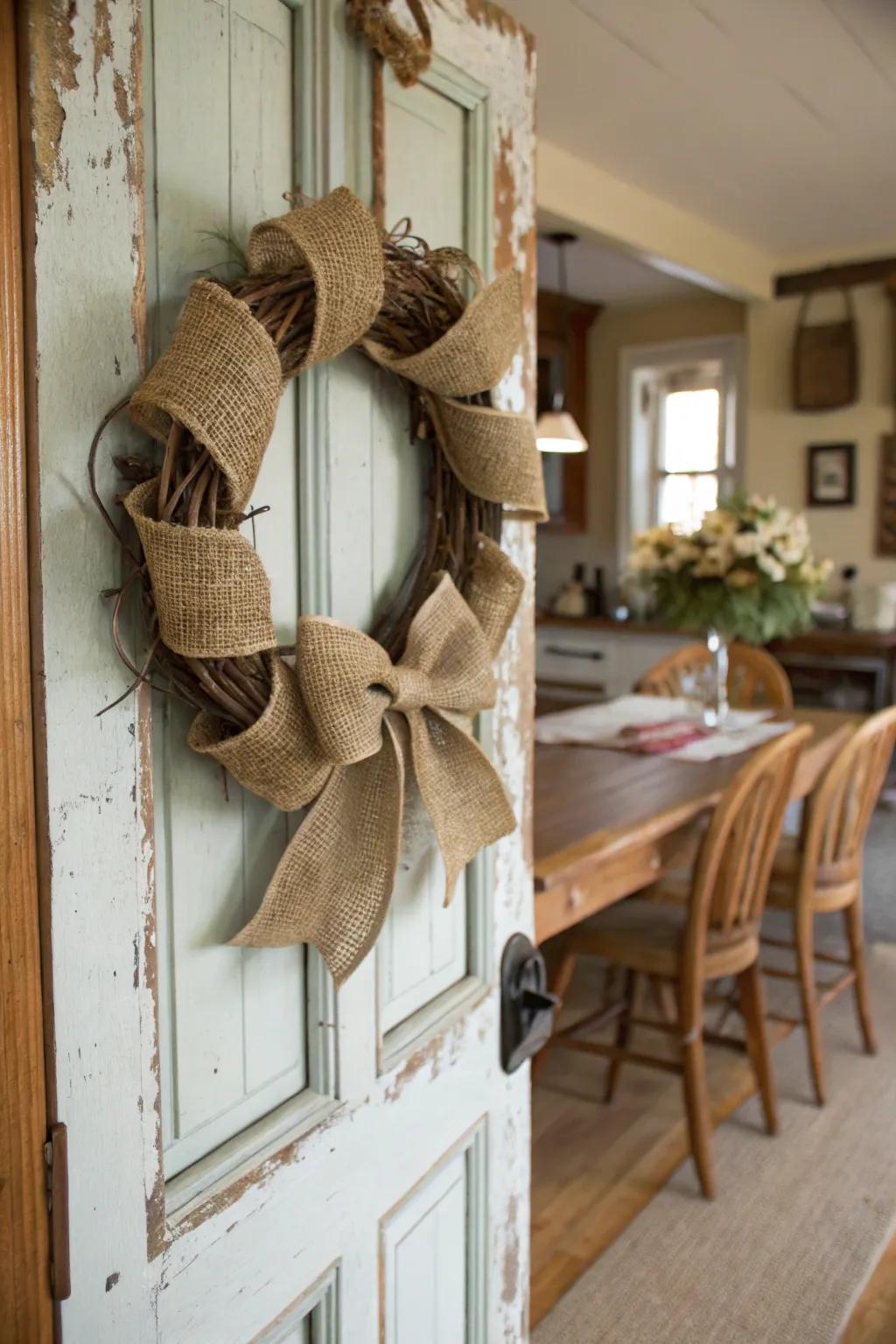 A wreath radiating cozy rustic vibes.