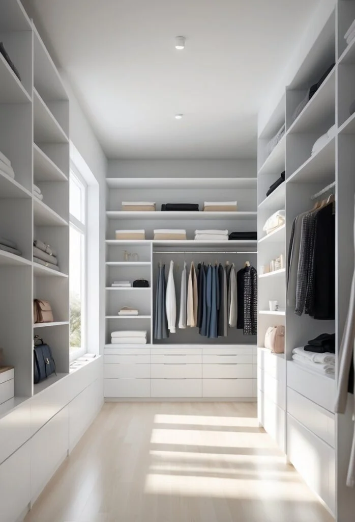Bright white painted closet