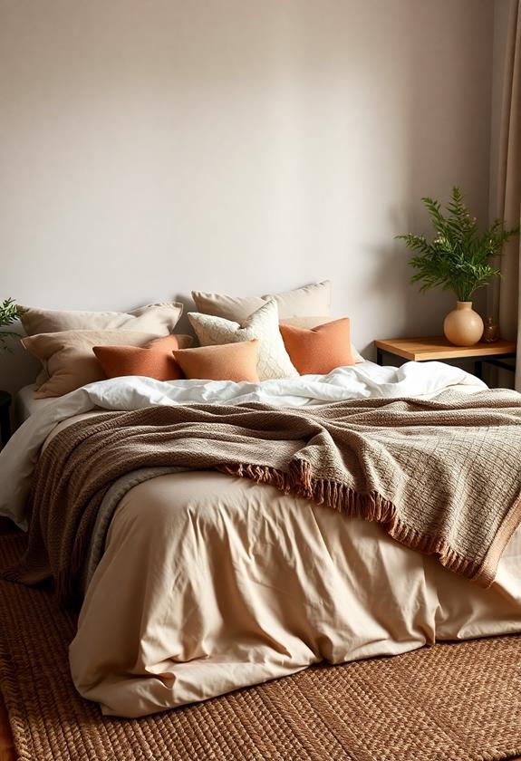 layering soft textiles in bedroom