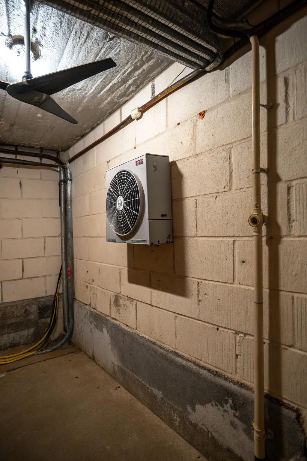 Exhaust fans are essential for maintaining fresh air circulation in enclosed basement areas.