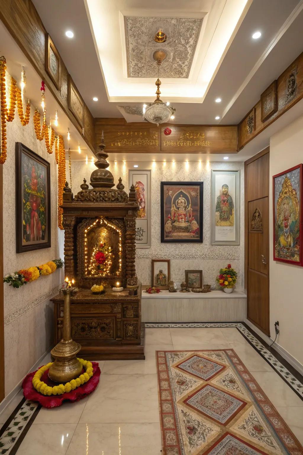 Culturally rich artwork enhancing the spiritual vibe of your pooja room.