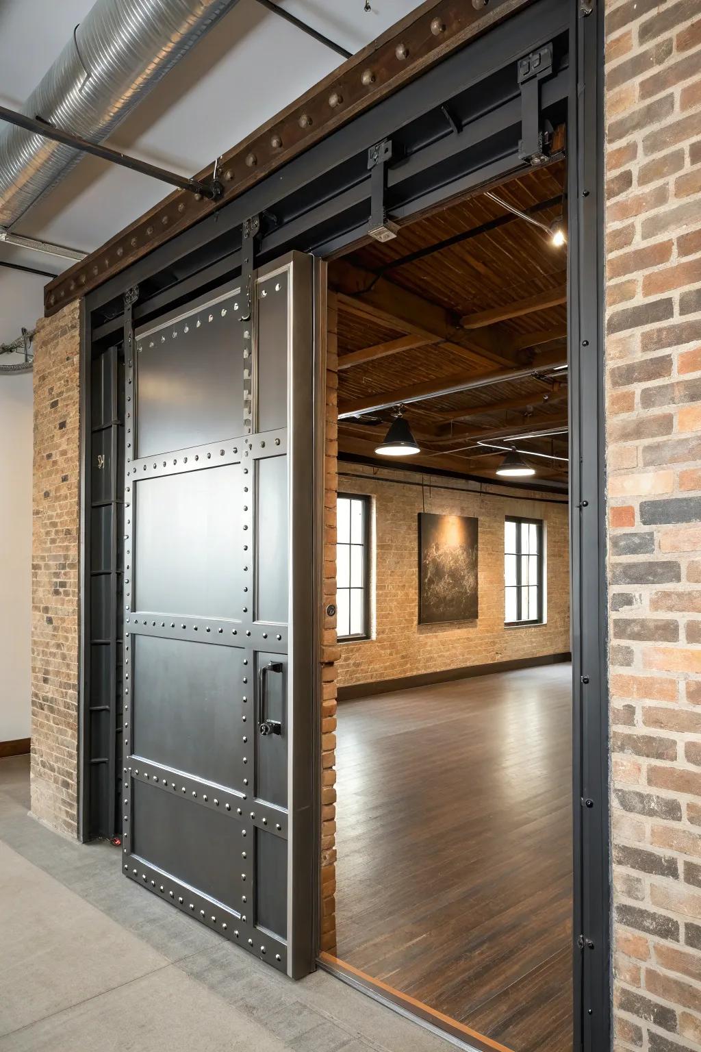 Industrial metal door trim adding a modern edge to a loft.