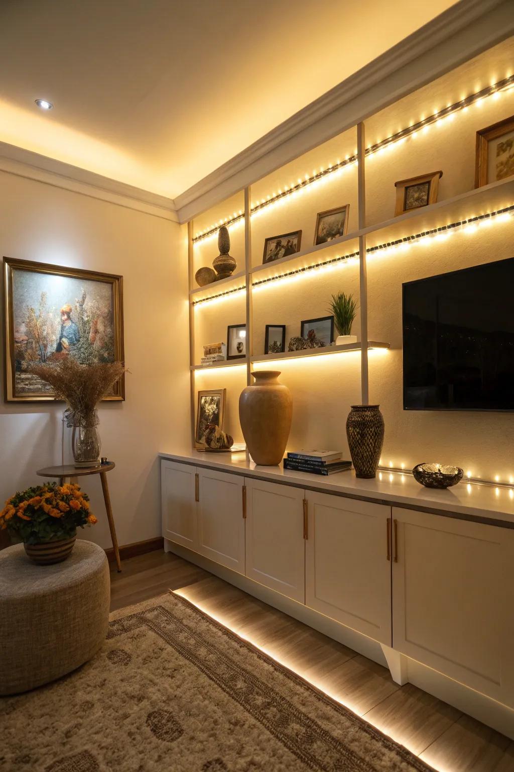 Ambient lighting creates a cozy atmosphere.