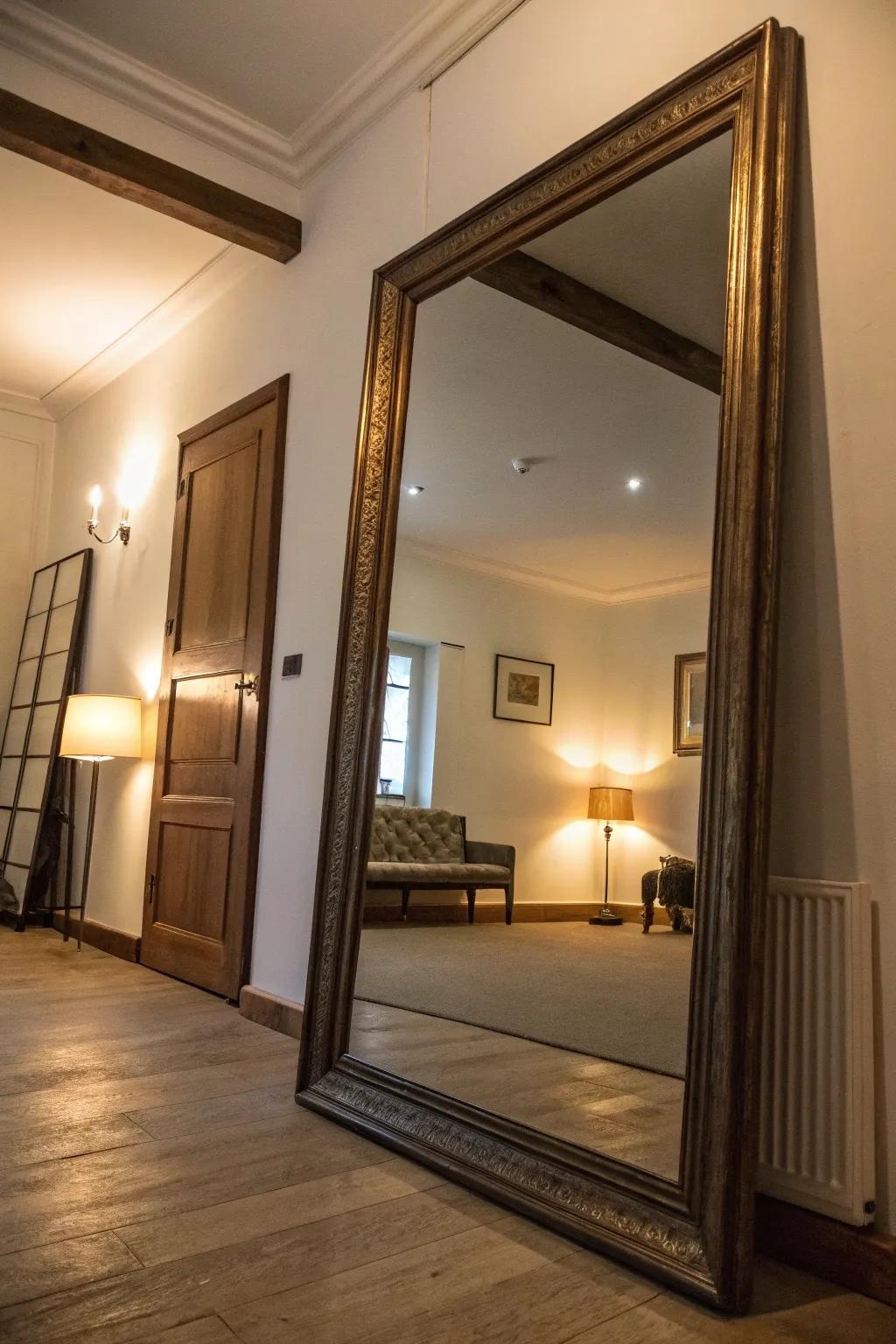 Mirrors create an illusion of spaciousness and brighten the room.