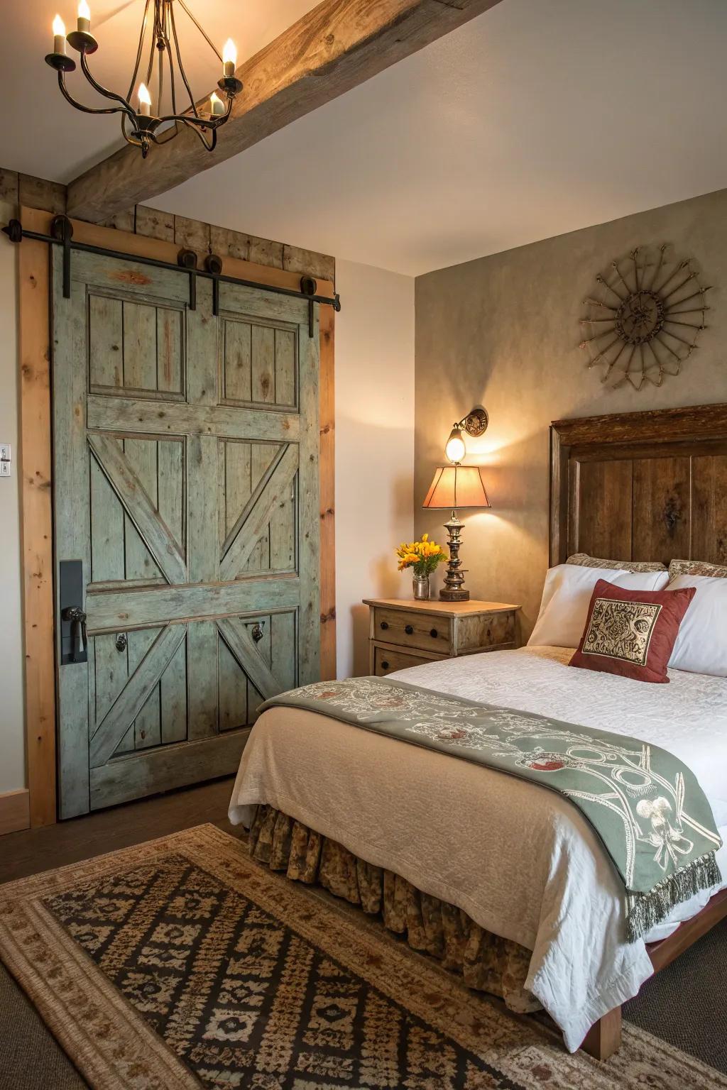 Repurposed vintage items adding distinctive flair.