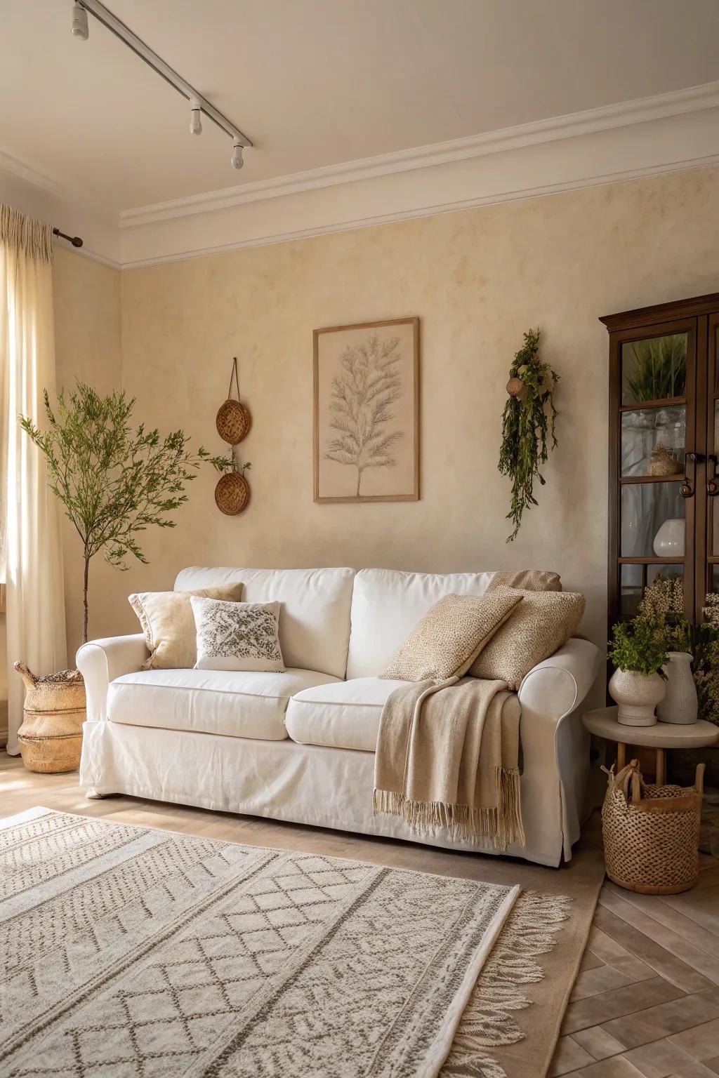 Serene living room featuring neutral color scheme.