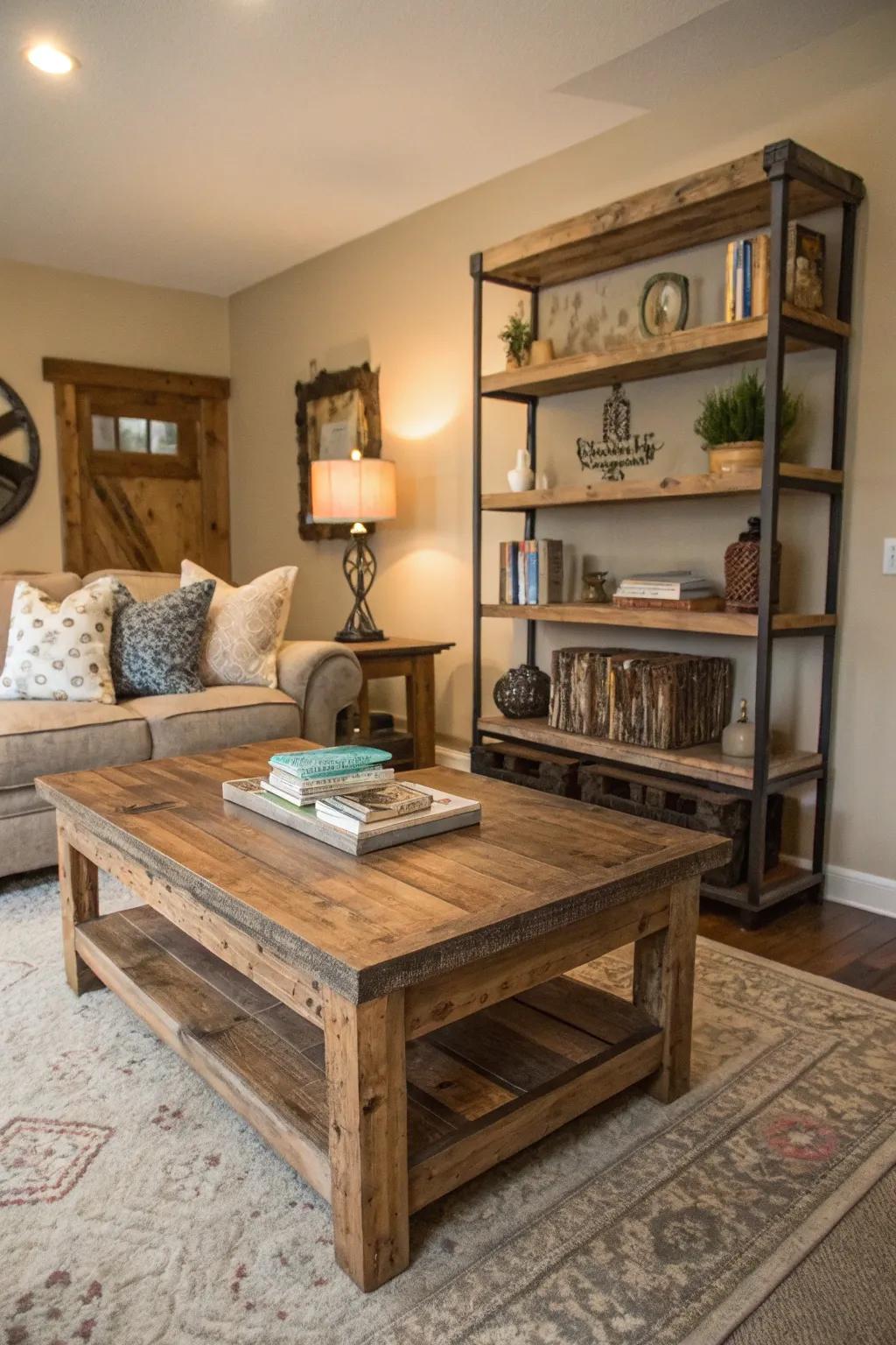 Natural wood accents enhancing rustic ambiance.