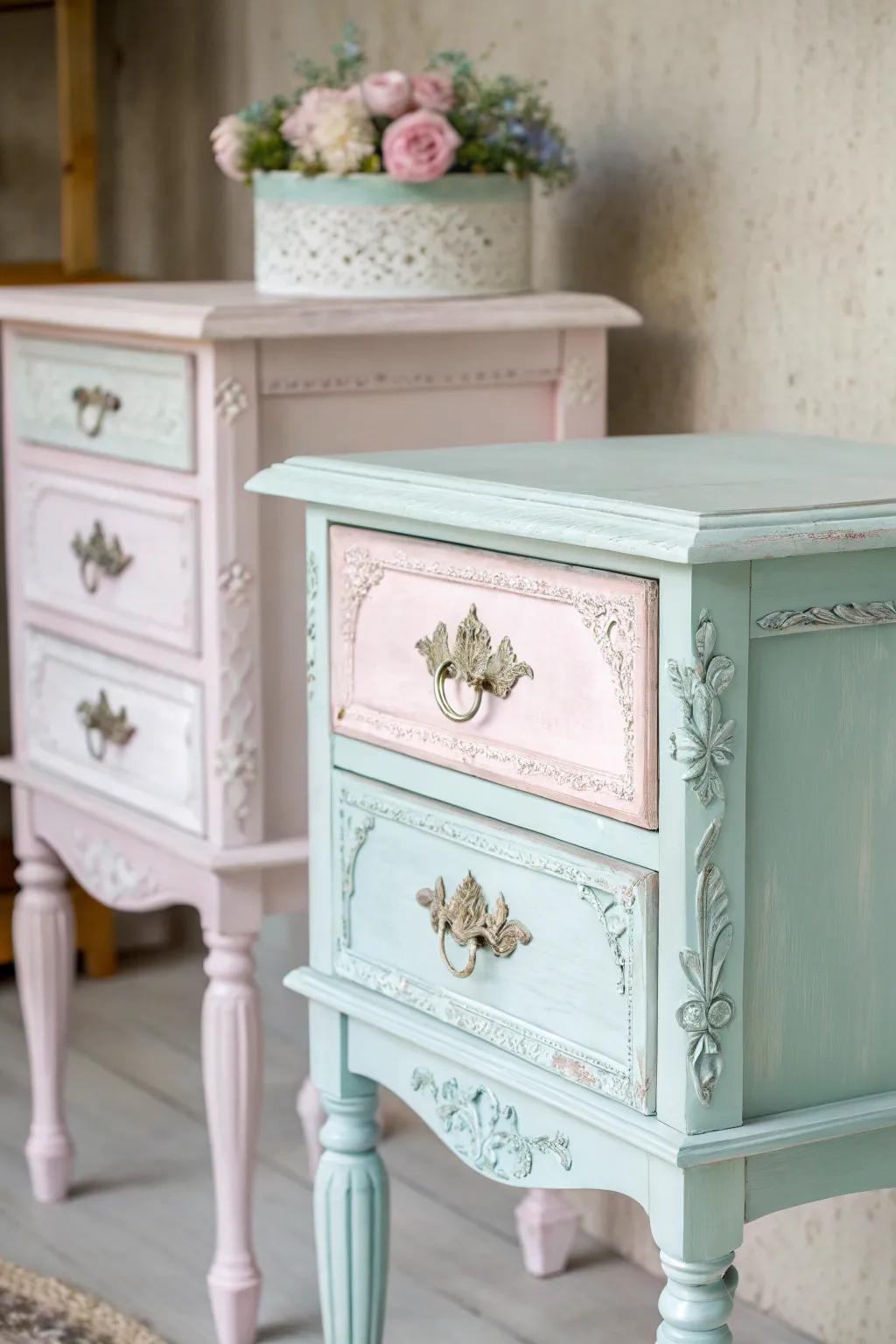Chalk-painted furniture offering a fresh farmhouse update.
