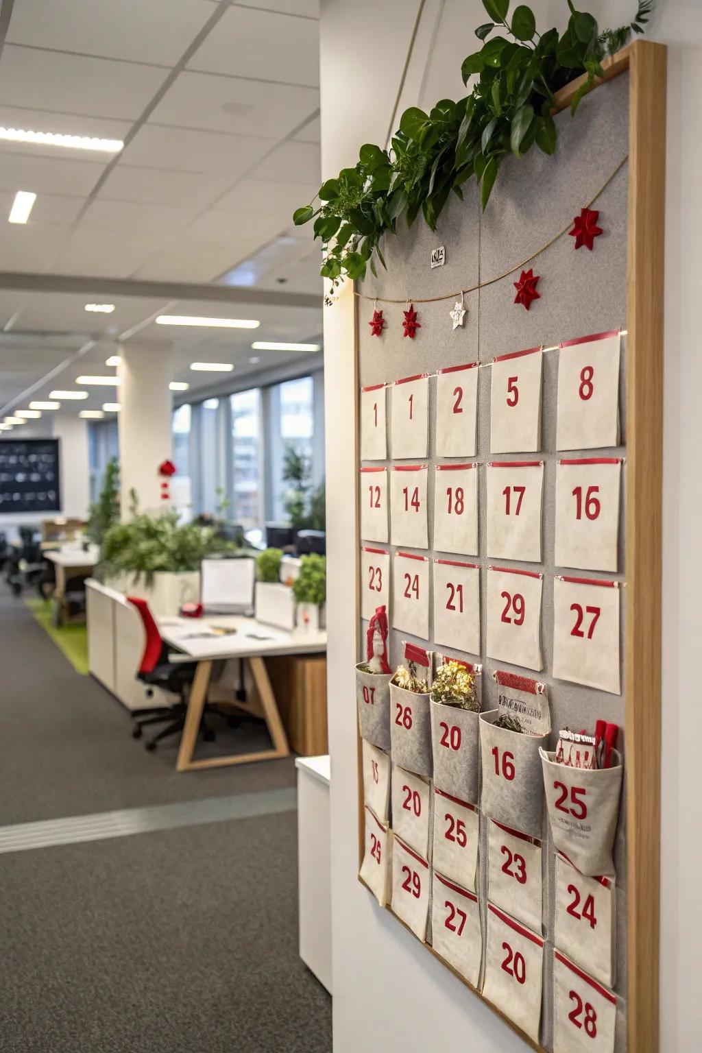 An advent calendar brings daily excitement to the office.