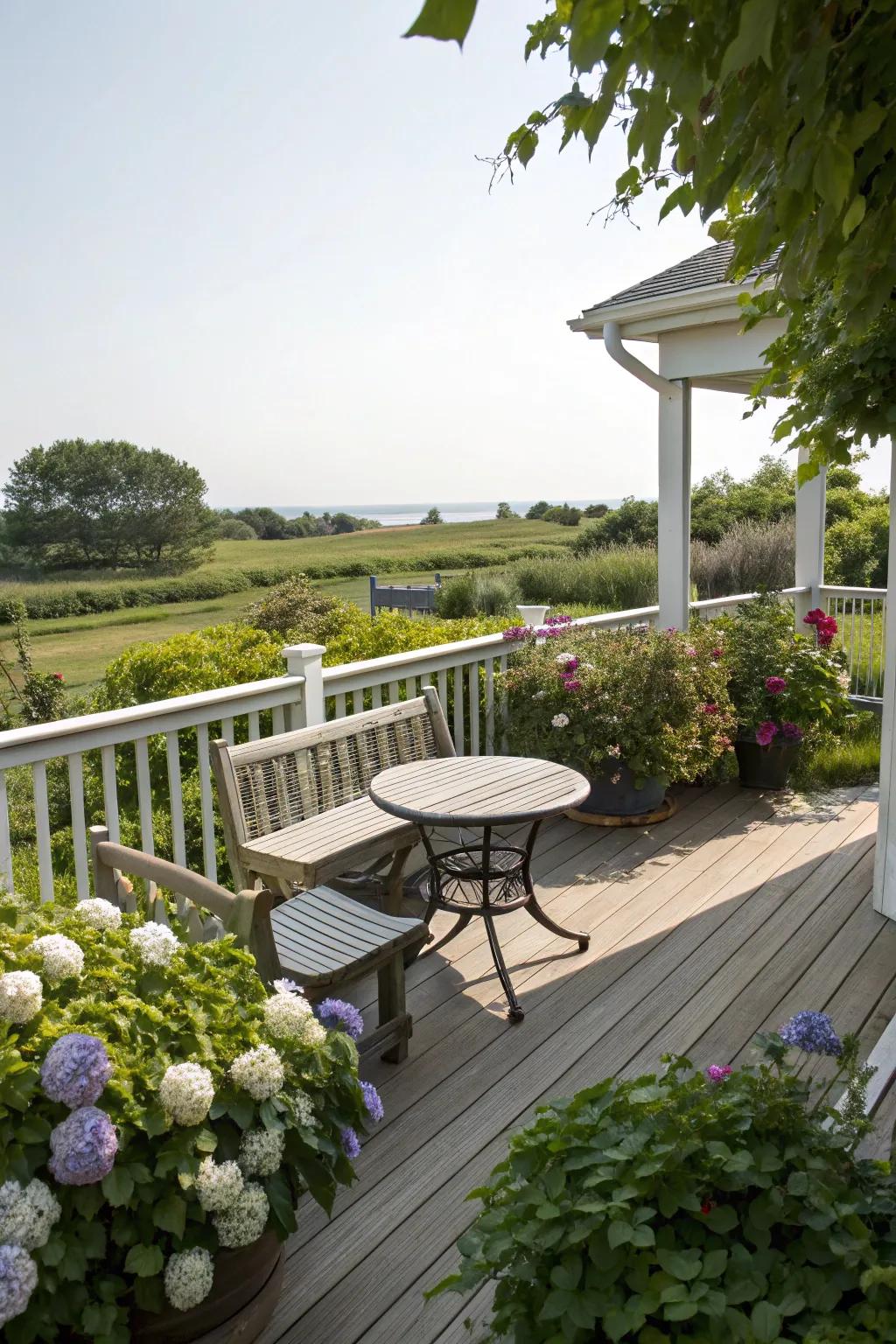 Compact seating area perfect for outdoor relaxation.