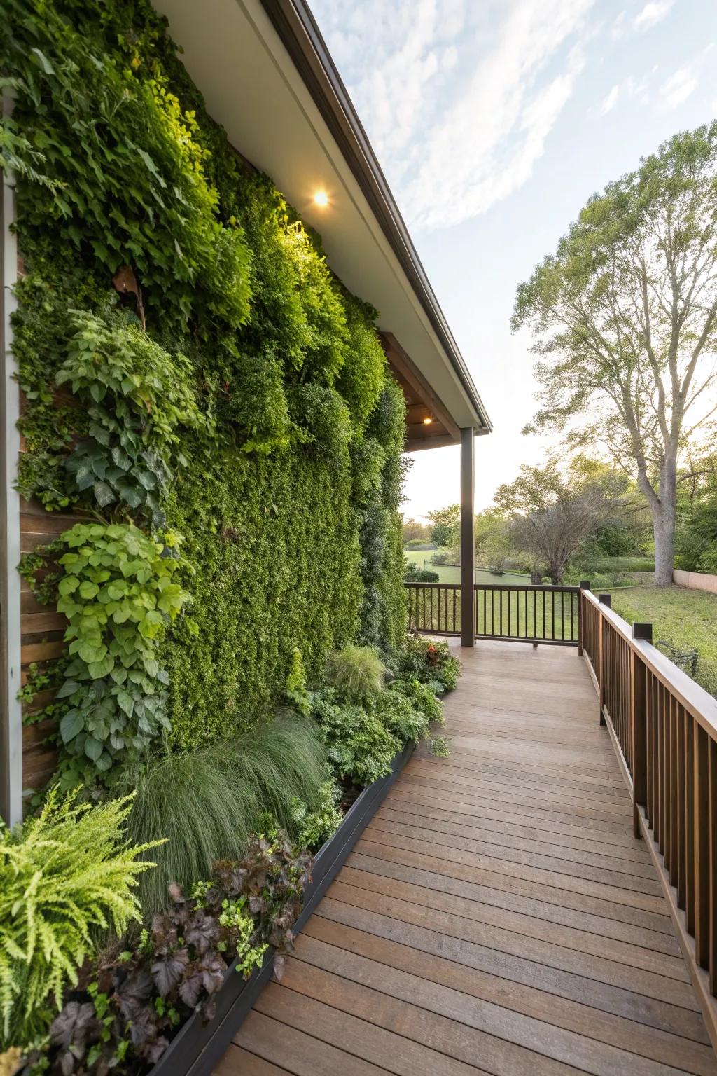 Vertical garden wall providing a refreshing green backdrop.
