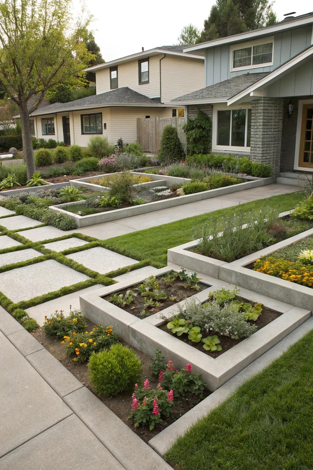 Garden featuring geometric shapes for a modern, organized look.