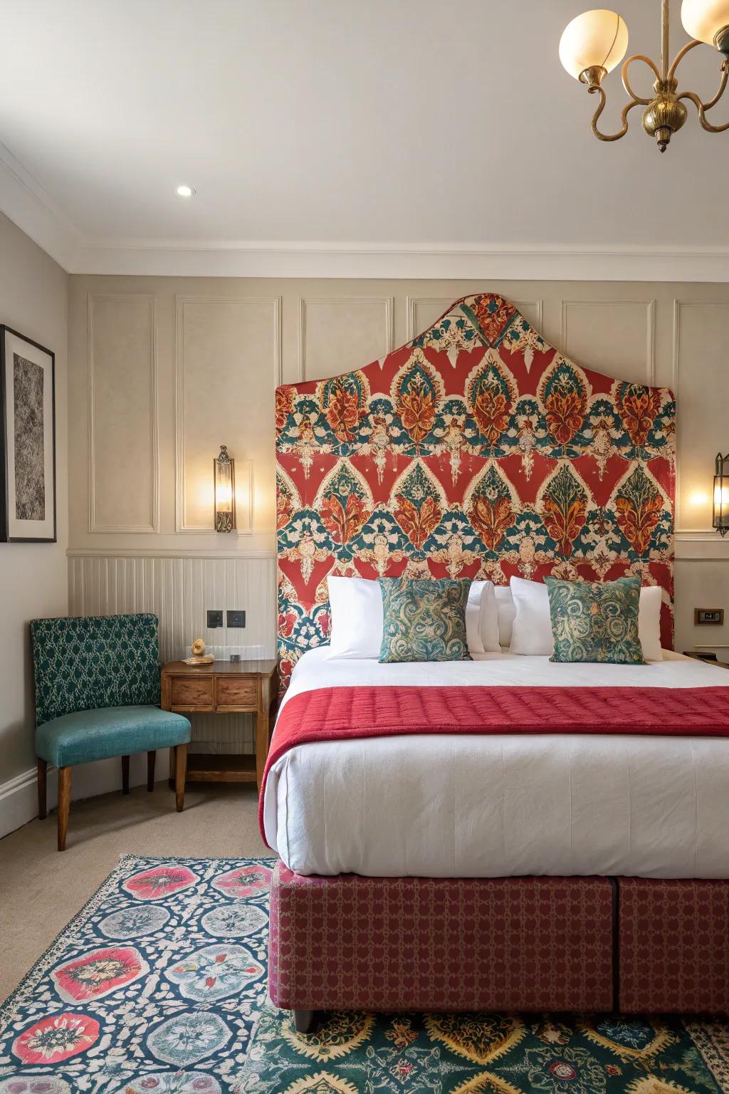 Bold and stylish headboard as a focal point.