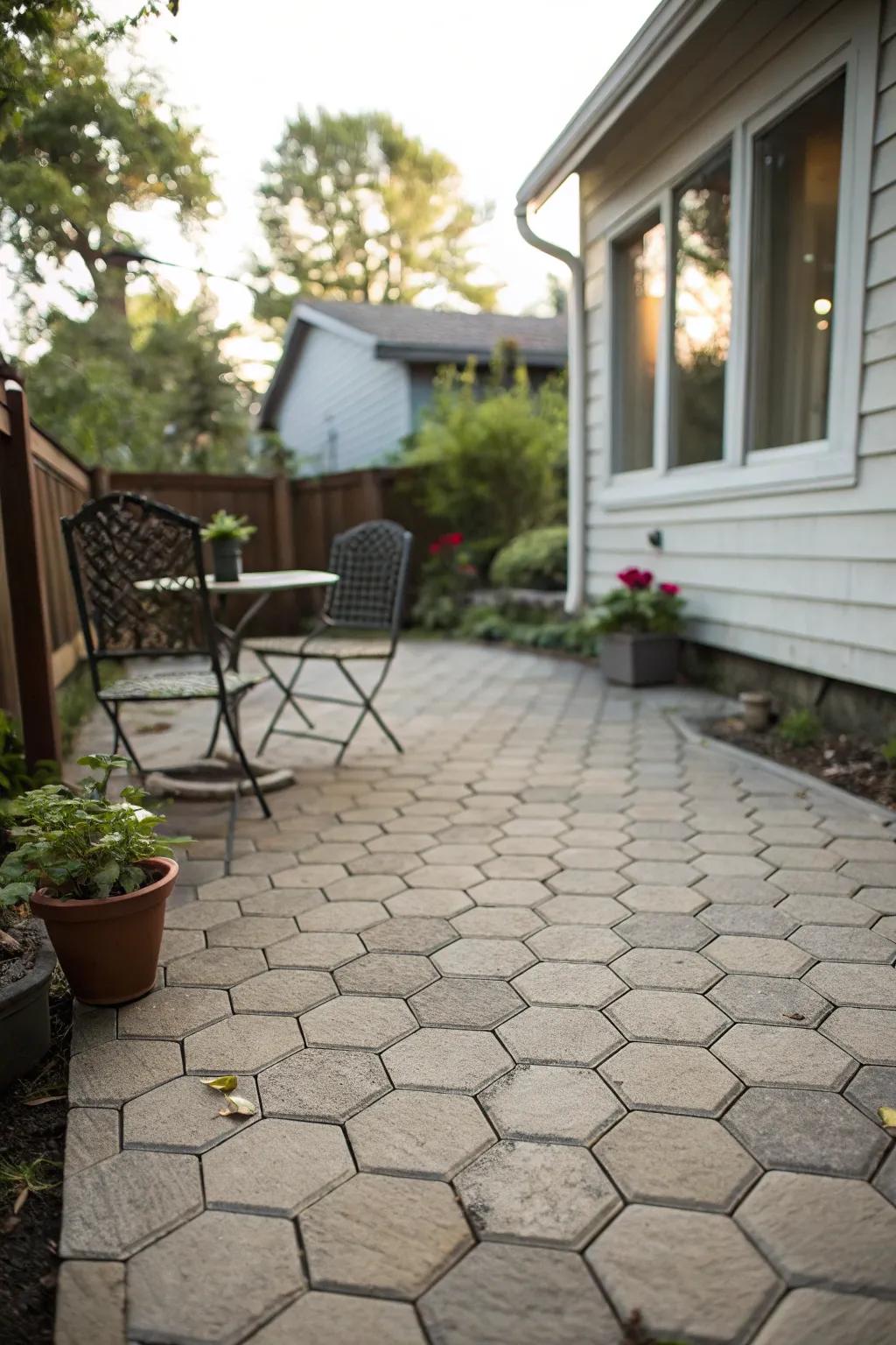Unique hexagon and octagon paver shapes.