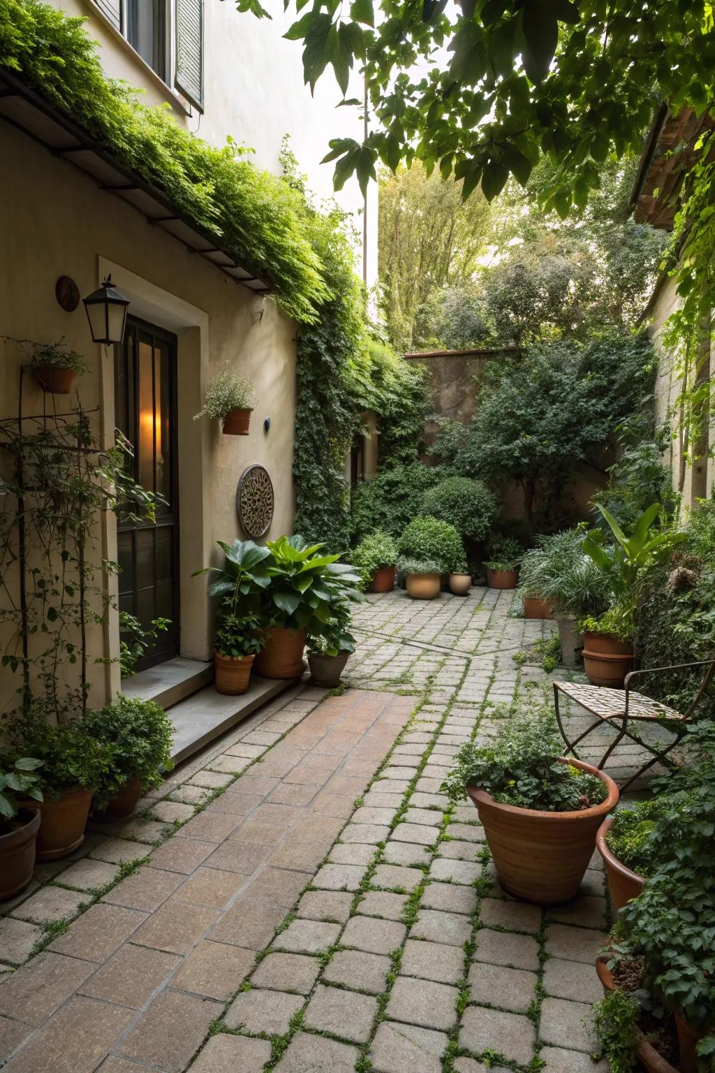 Lush plants enhancing patio ambiance.