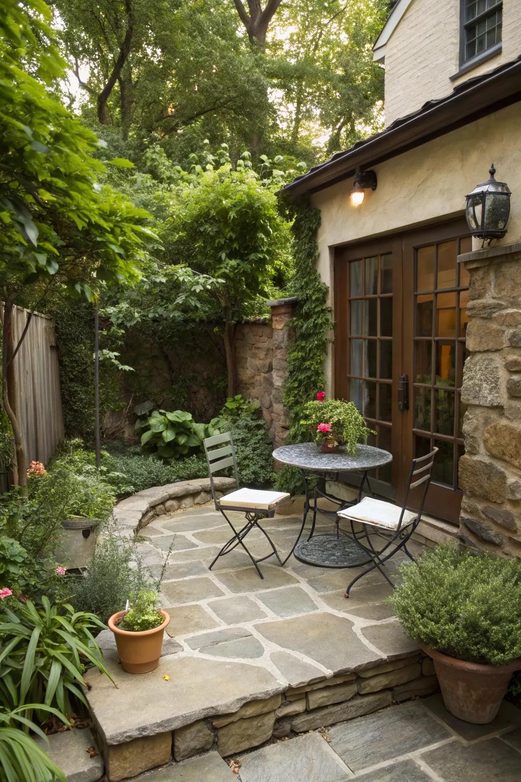 Natural stone accents integrated into patio design.