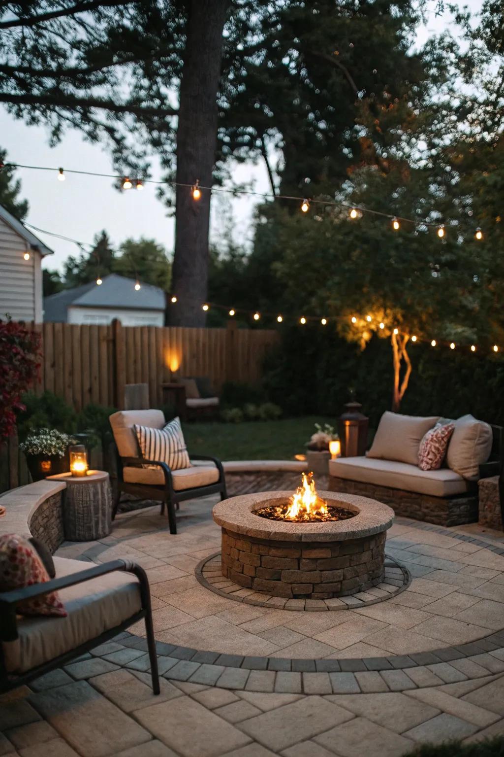 Circular patio design fostering social interaction.