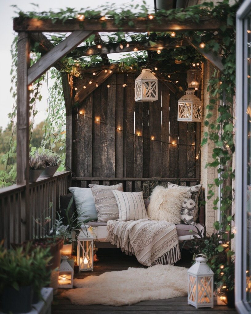 String lights on balcony