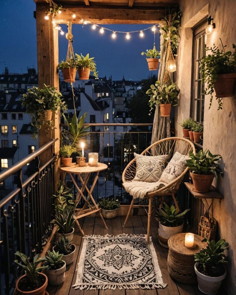 Lanterns and candles on balcony