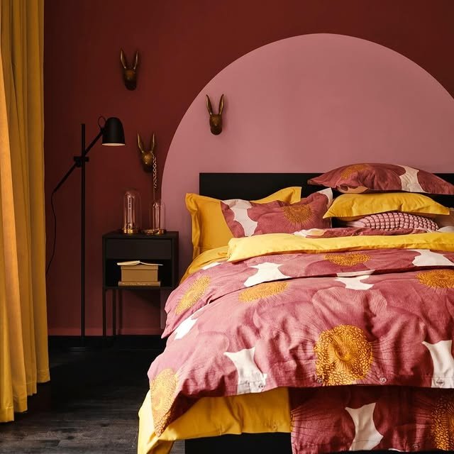 Muted colorful bedroom