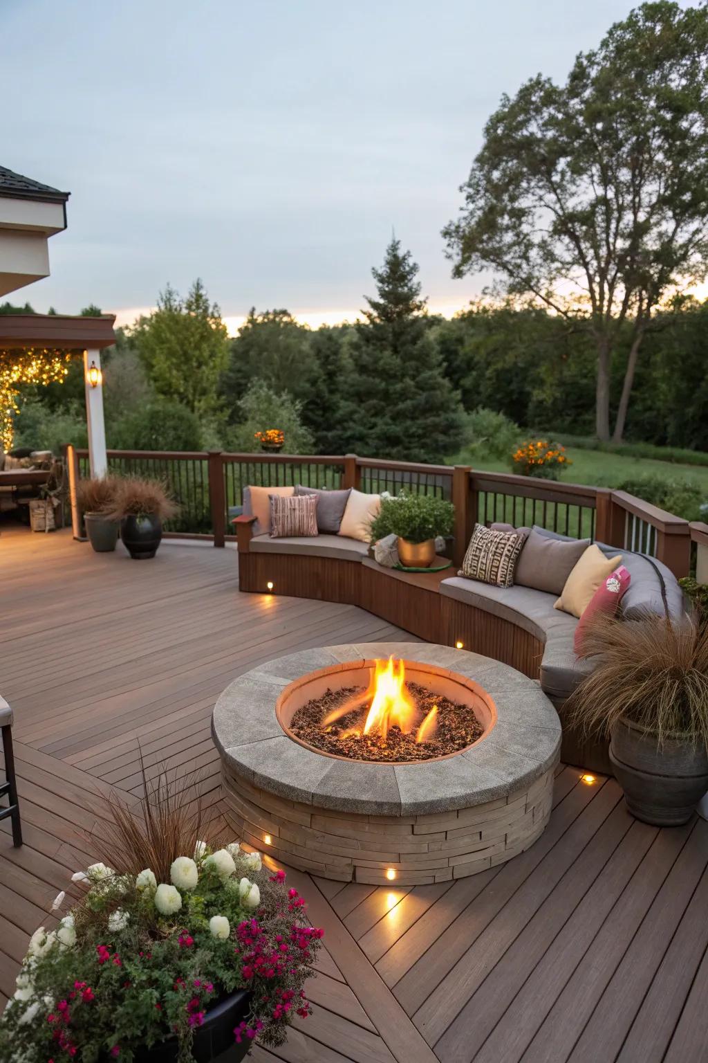Fire pits provide warmth and a cozy gathering spot on your deck.
