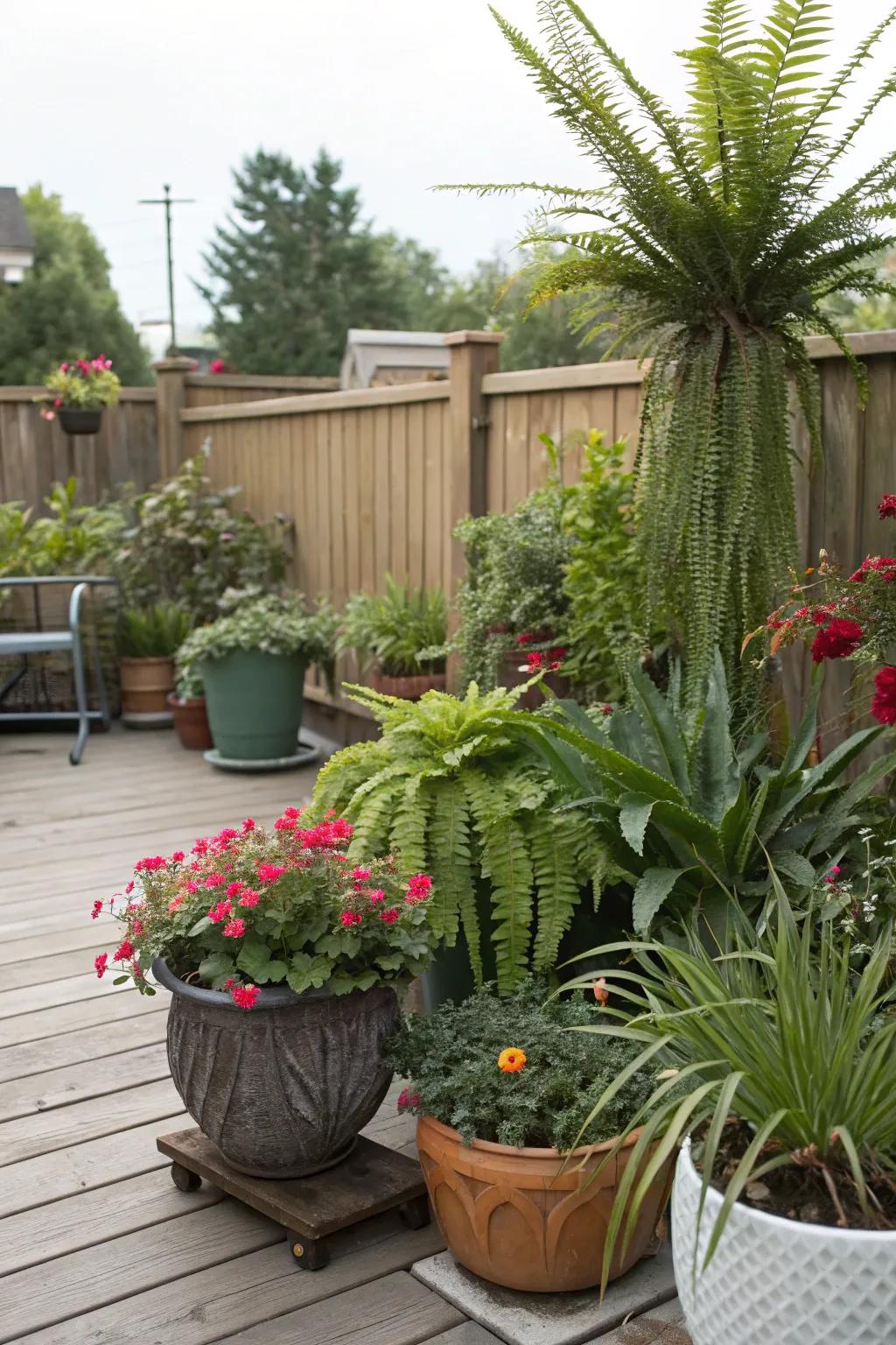 Decorative plants add vibrancy and freshness to your deck.