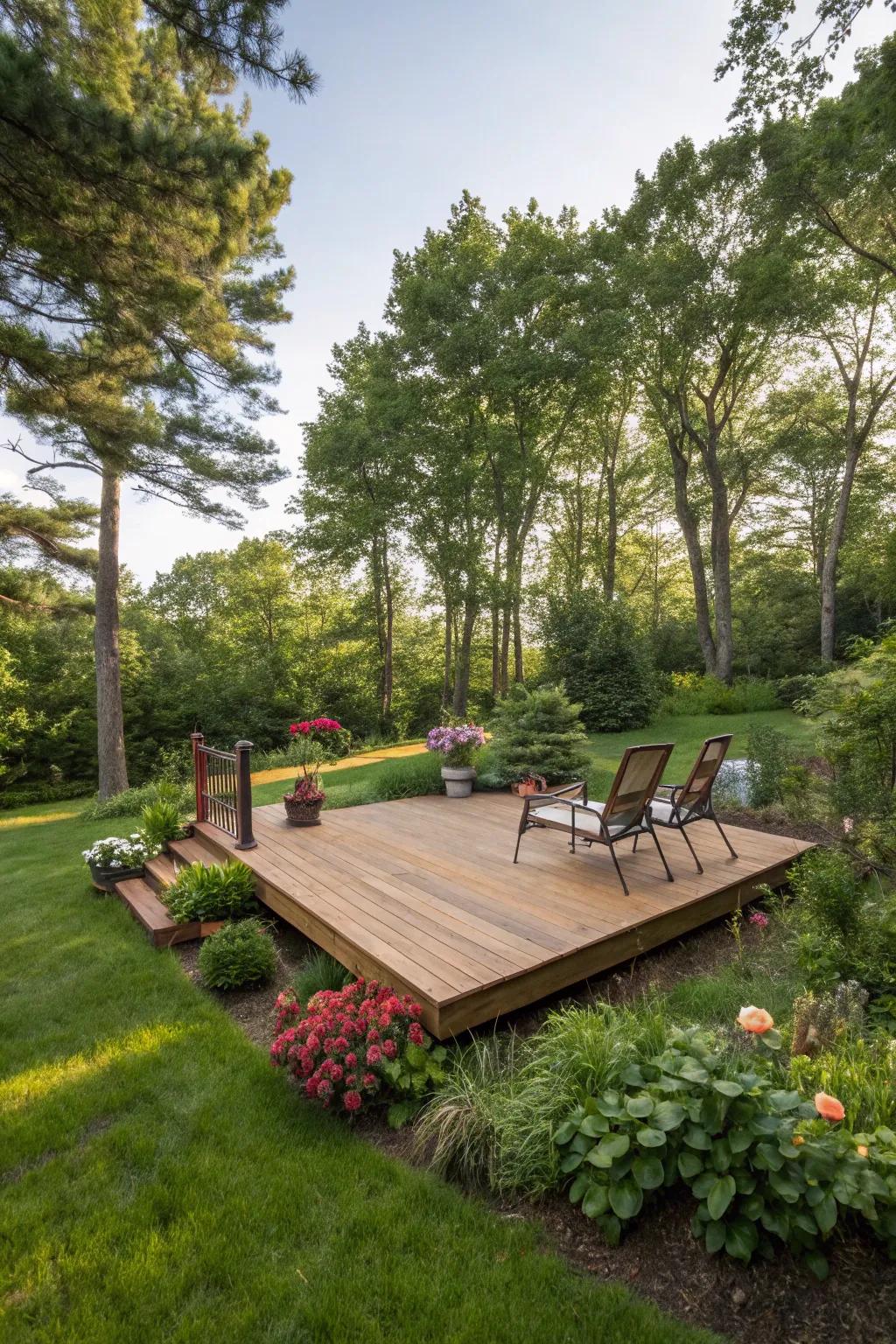 Floating decks offer adaptable placement and design options.