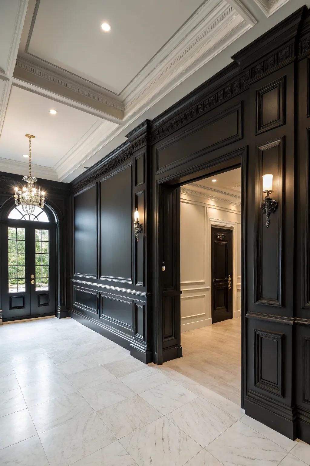 Bold black molding for dramatic effect.