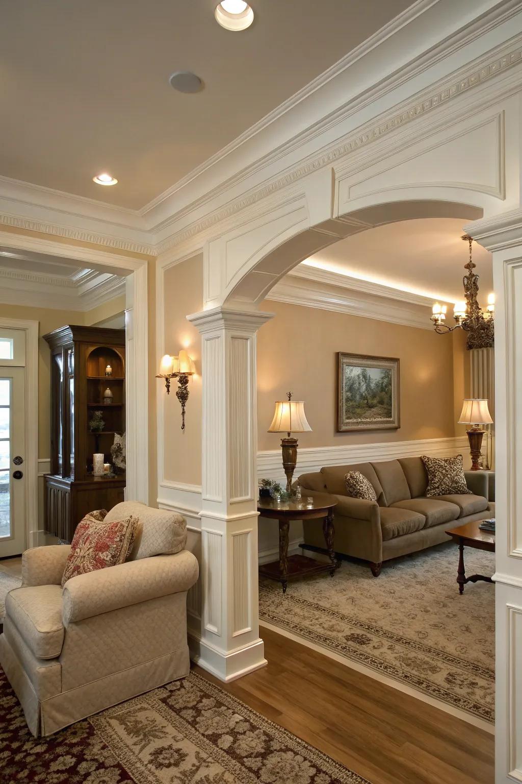 Classic crown molding for timeless style.