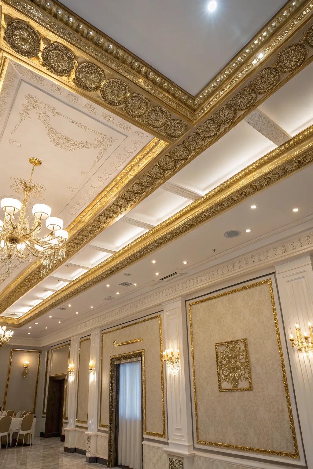 Metallic accents adding glamour.