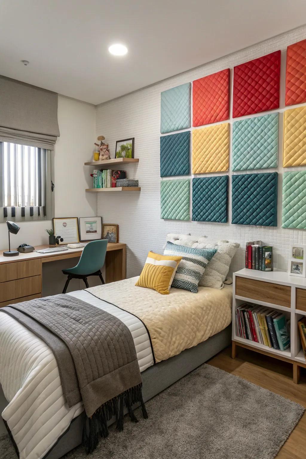 Acoustic panels improving sound clarity in the gaming room.