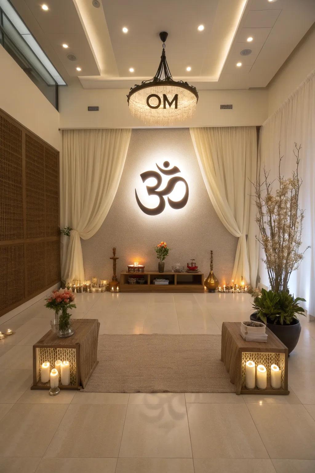 Sacred symbols enriching the spiritual depth of your pooja room.