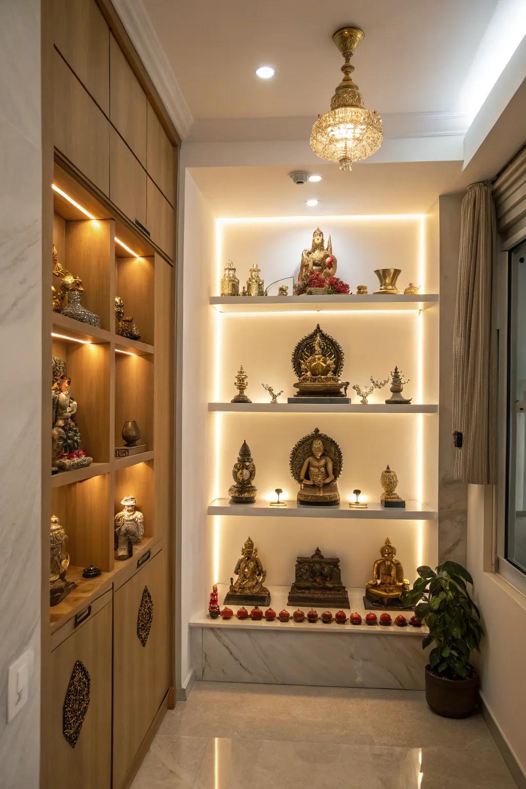 Well-organized space for deity arrangements.