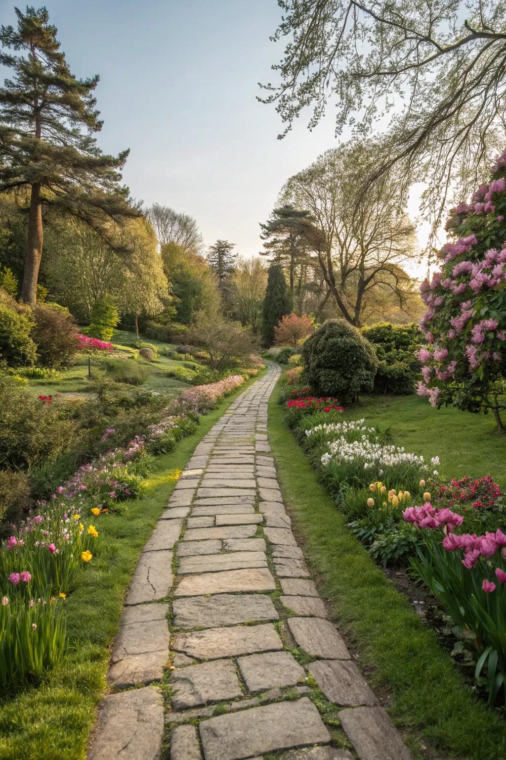 Stone and gravel paths invite visitors to explore your garden.
