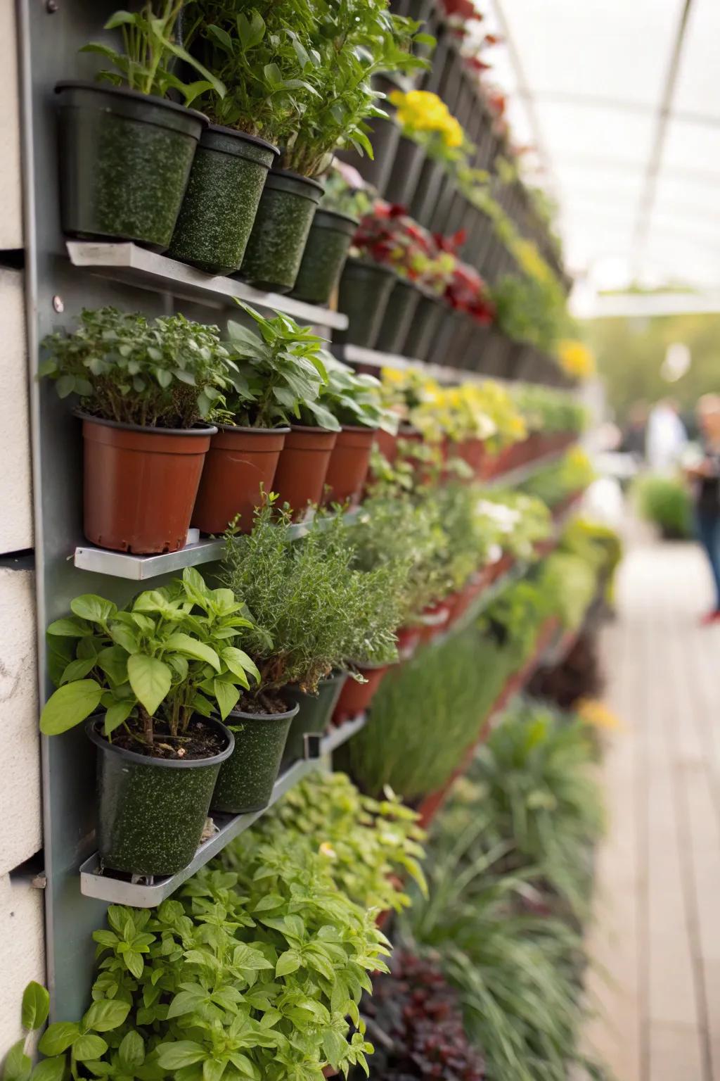 Vertical garden walls offer lush, space-saving plant displays.