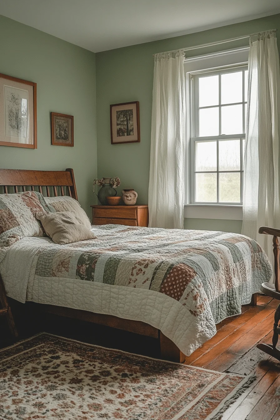 Homely Sage Green Farmhouse Bedroom
