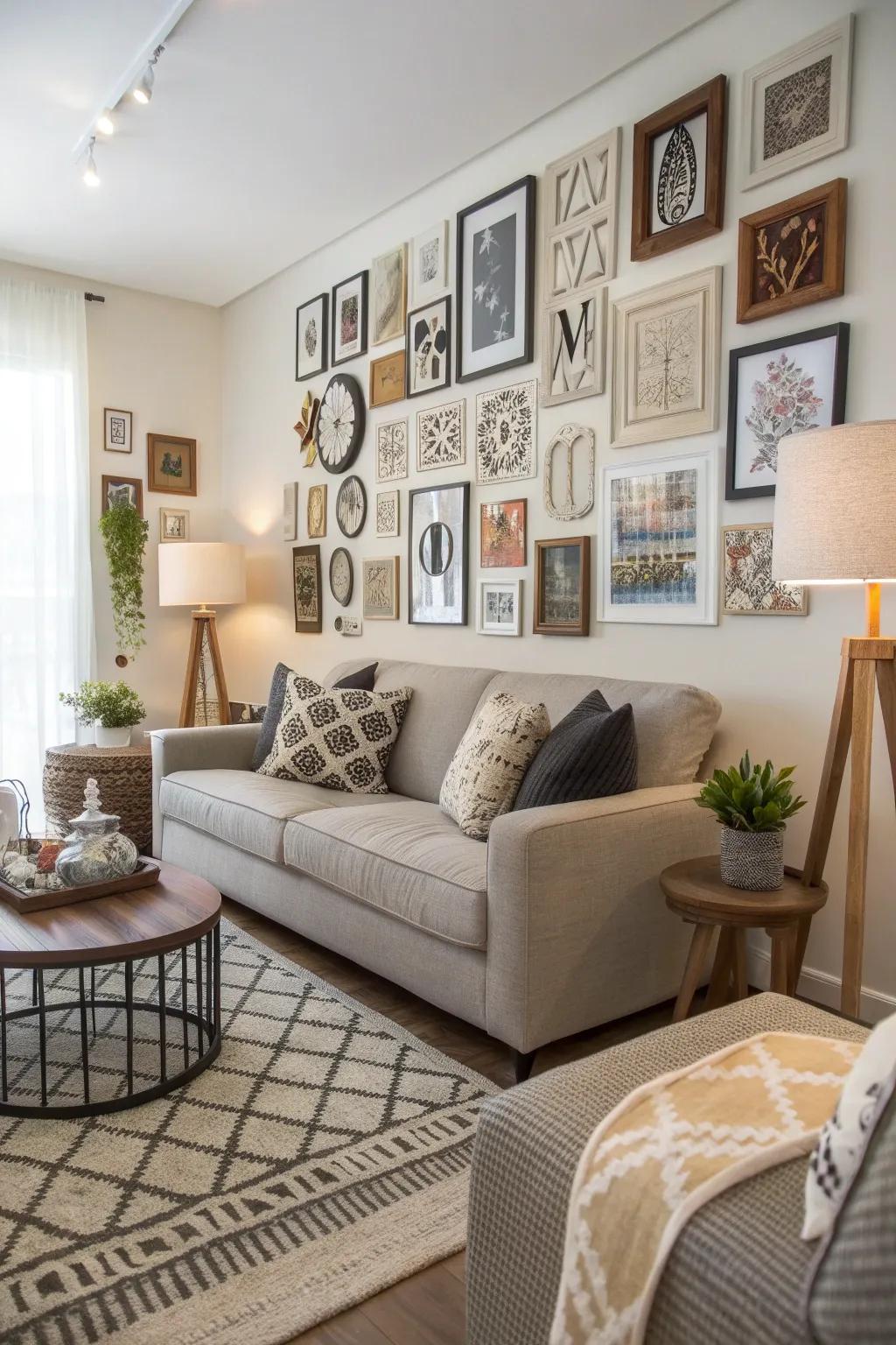 Typography art creates a striking focal point in wall decor.