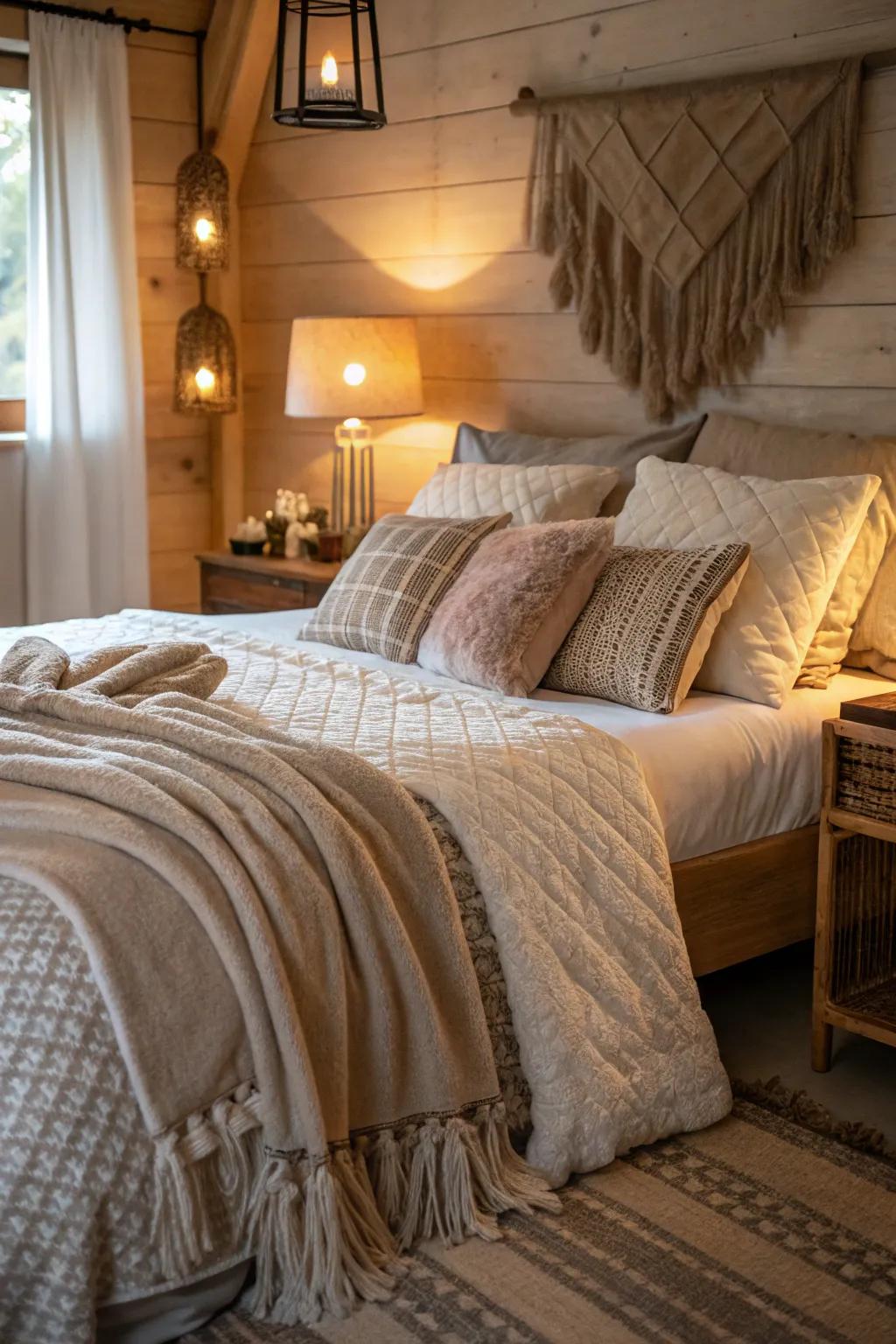 Soft, plush textures add warmth and comfort.