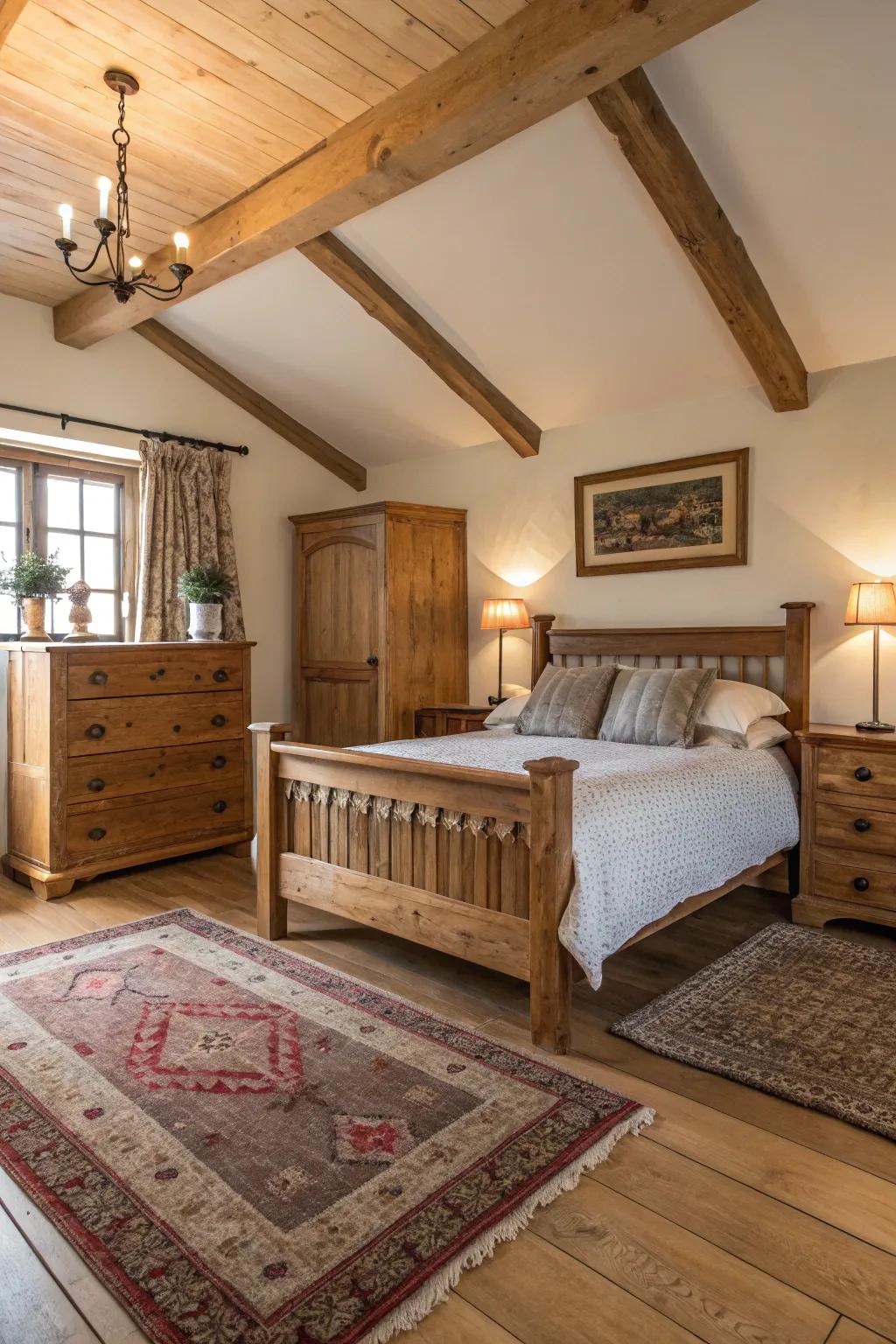 Rustic and vintage decor adds warmth and character.