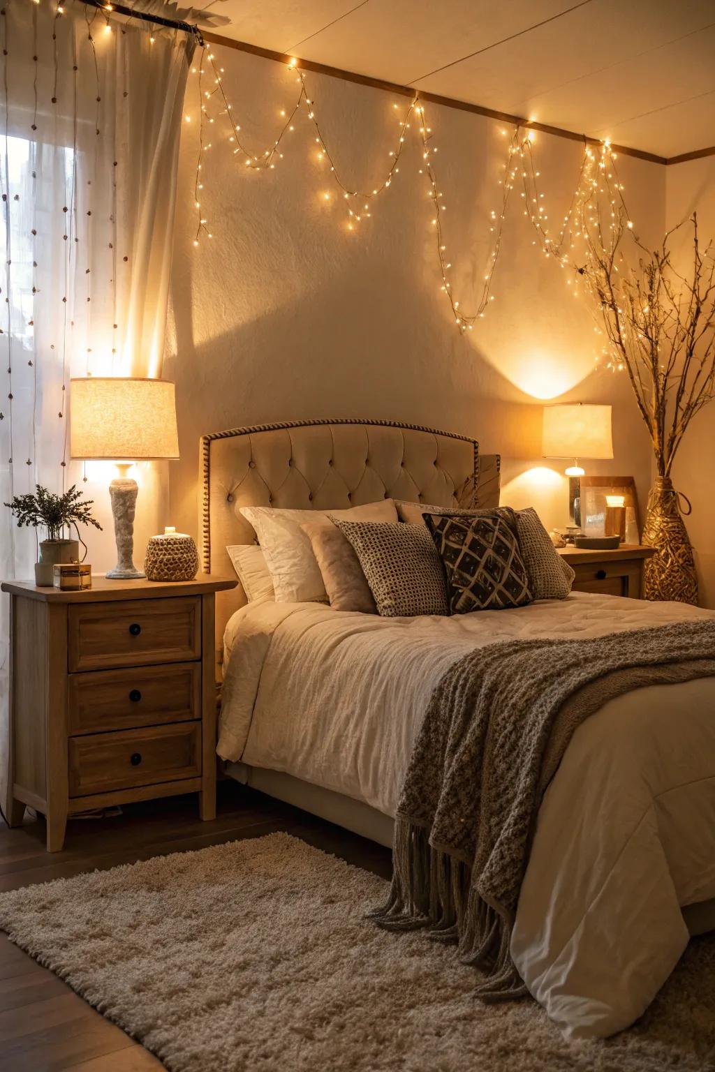 Combining various light sources creates a warm, inviting atmosphere.