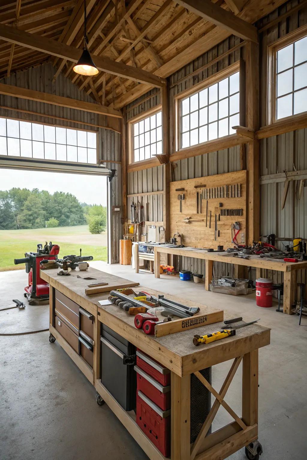 Build a spacious and efficient workshop inside your pole barn.
