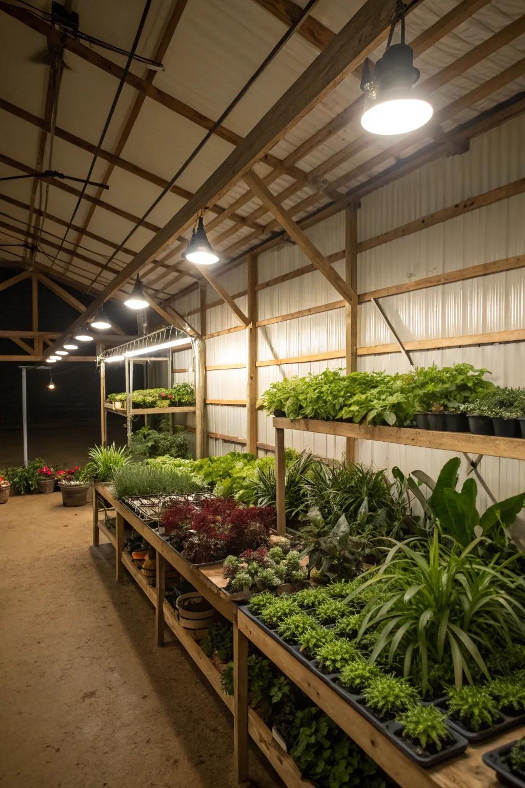 Grow rare and exotic plants in a dedicated pole barn nursery.