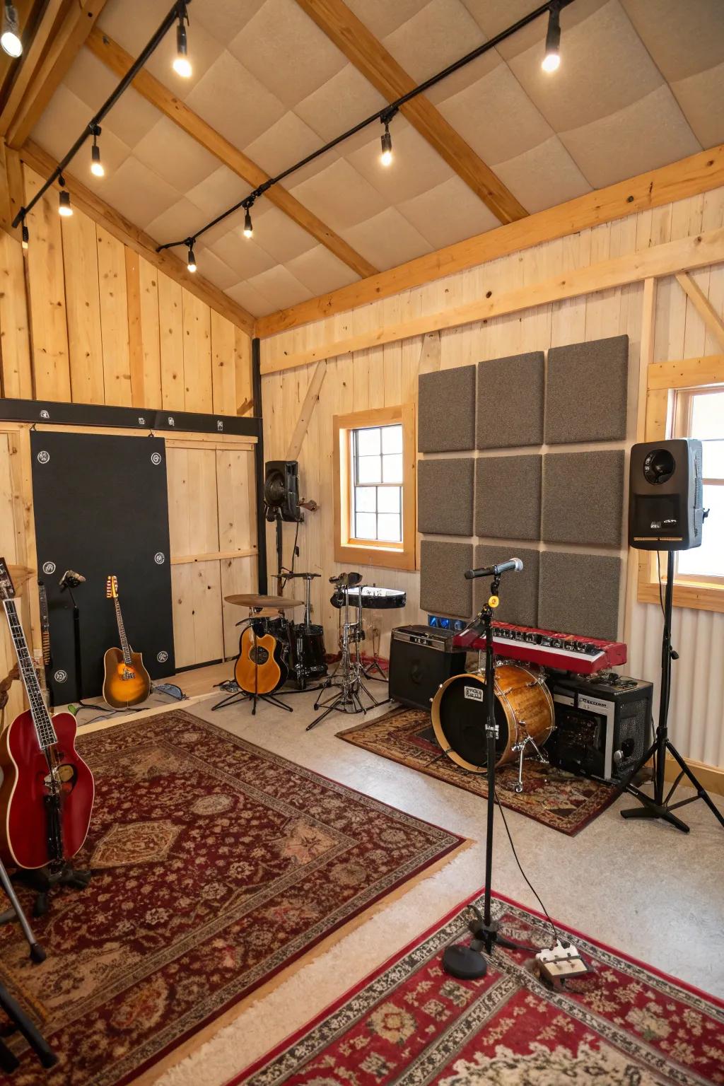 Craft music in a soundproof pole barn studio.