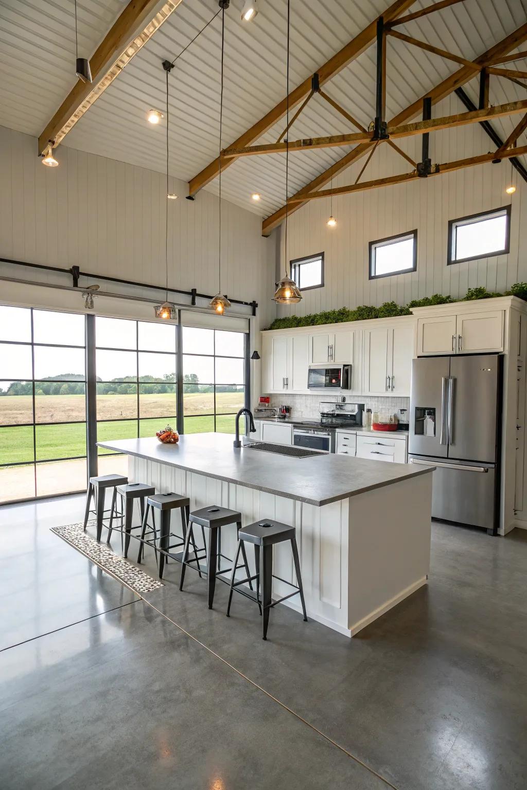 Enjoy cooking in a modern kitchen inside your pole barn.