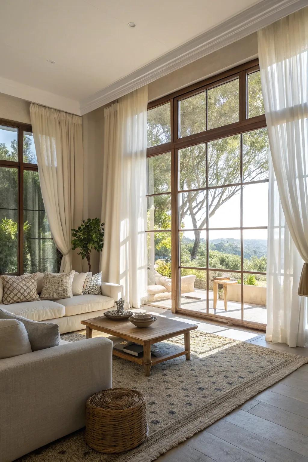 Natural light enhances the warmth and openness of your living room.