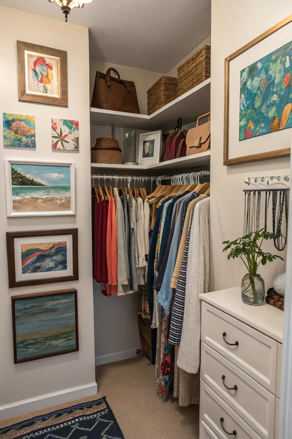 Artwork adds a unique and inspiring touch to your closet.