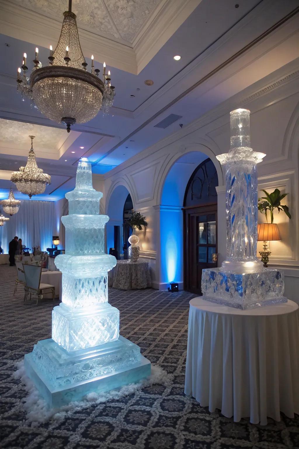 Ice sculptures adding sophistication to decor